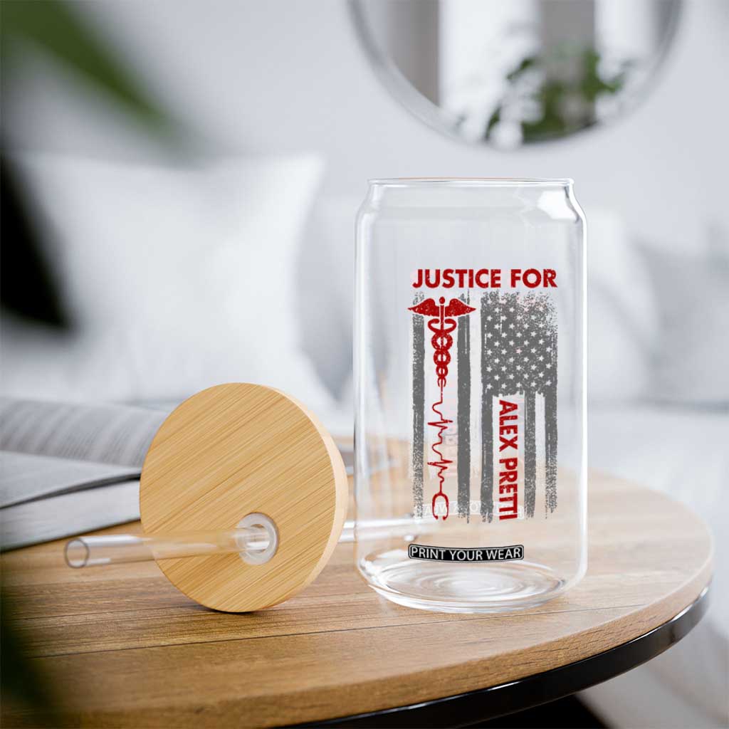 Justice For Alex Pretti Glass Can Minneapolis Tribute 2026 ICU Nurse American Flag TS11 Print Your Wear