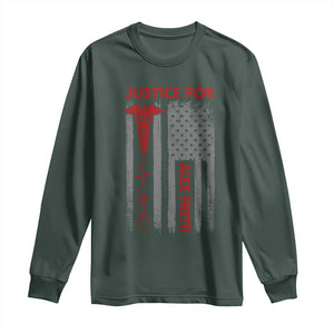Justice For Alex Pretti Long Sleeve Shirt Minneapolis Tribute 2026 ICU Nurse American Flag TS11 Dark Forest Green Print Your Wear