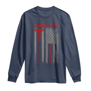 Justice For Alex Pretti Long Sleeve Shirt Minneapolis Tribute 2026 ICU Nurse American Flag TS11 Navy Print Your Wear