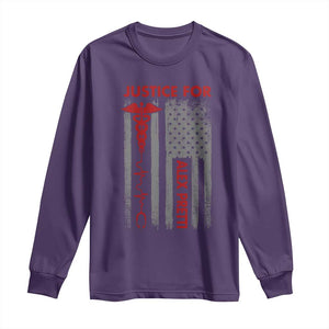Justice For Alex Pretti Long Sleeve Shirt Minneapolis Tribute 2026 ICU Nurse American Flag TS11 Purple Print Your Wear