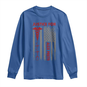 Justice For Alex Pretti Long Sleeve Shirt Minneapolis Tribute 2026 ICU Nurse American Flag TS11 Royal Blue Print Your Wear