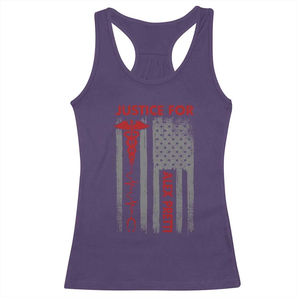 Justice For Alex Pretti Racerback Tank Top Minneapolis Tribute 2026 ICU Nurse American Flag TS11 Purple Print Your Wear