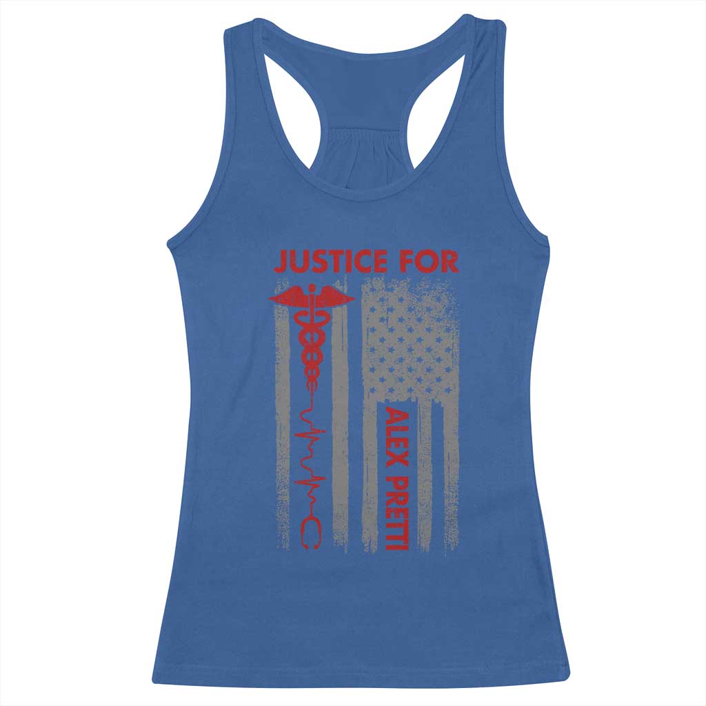 Justice For Alex Pretti Racerback Tank Top Minneapolis Tribute 2026 ICU Nurse American Flag TS11 Royal Blue Print Your Wear