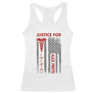 Justice For Alex Pretti Racerback Tank Top Minneapolis Tribute 2026 ICU Nurse American Flag TS11 White Print Your Wear