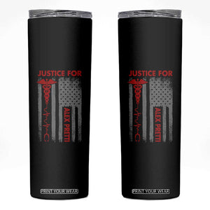 Justice For Alex Pretti Skinny Tumbler Minneapolis Tribute 2026 ICU Nurse American Flag TS11 Black Print Your Wear
