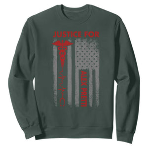 Justice For Alex Pretti Sweatshirt Minneapolis Tribute 2026 ICU Nurse American Flag TS11 Dark Forest Green Print Your Wear