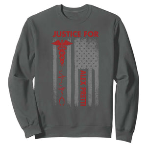 Justice For Alex Pretti Sweatshirt Minneapolis Tribute 2026 ICU Nurse American Flag TS11 Dark Heather Print Your Wear