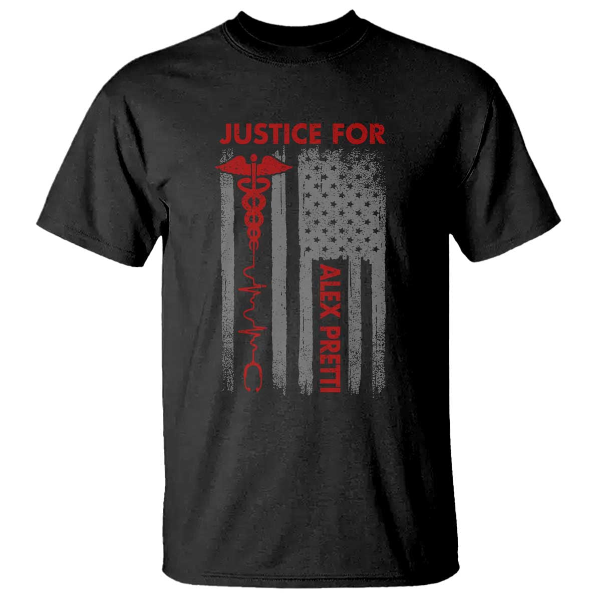 Justice For Alex Pretti T Shirt Minneapolis Tribute 2026 ICU Nurse American Flag TS11 Black Print Your Wear