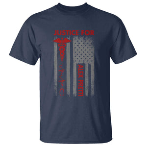 Justice For Alex Pretti T Shirt Minneapolis Tribute 2026 ICU Nurse American Flag TS11 Navy Print Your Wear