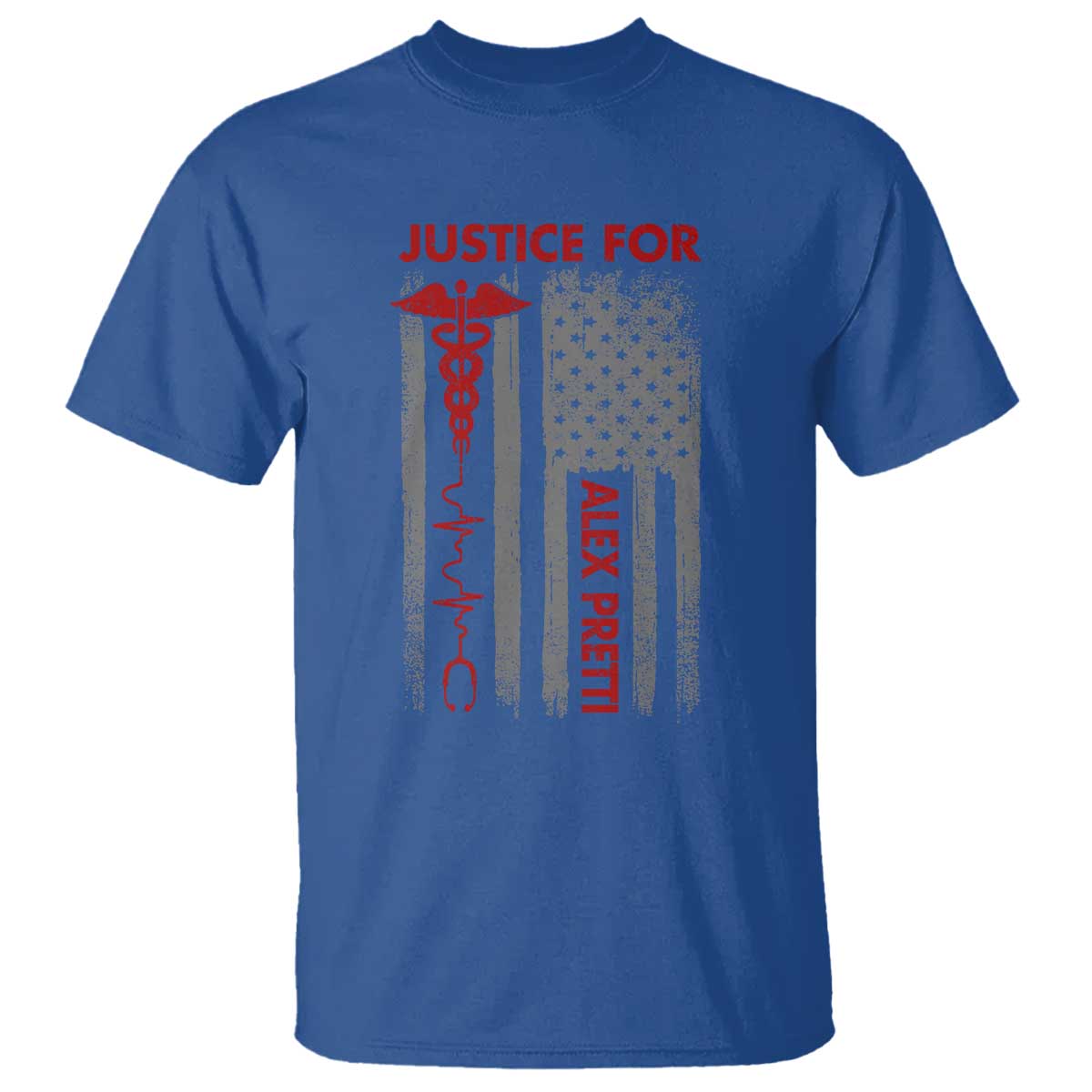 Justice For Alex Pretti T Shirt Minneapolis Tribute 2026 ICU Nurse American Flag TS11 Royal Blue Print Your Wear