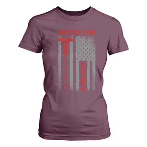 Justice For Alex Pretti T Shirt For Women Minneapolis Tribute 2026 ICU Nurse American Flag TS11 Maroon Print Your Wear