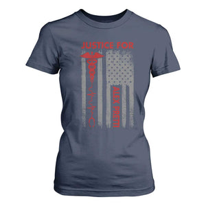 Justice For Alex Pretti T Shirt For Women Minneapolis Tribute 2026 ICU Nurse American Flag TS11 Navy Print Your Wear