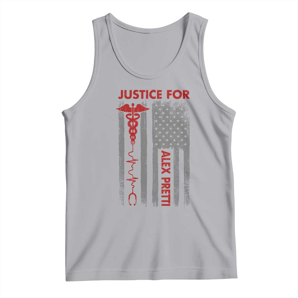 Justice For Alex Pretti Tank Top Minneapolis Tribute 2026 ICU Nurse American Flag TS11 Athletic Heather Print Your Wear