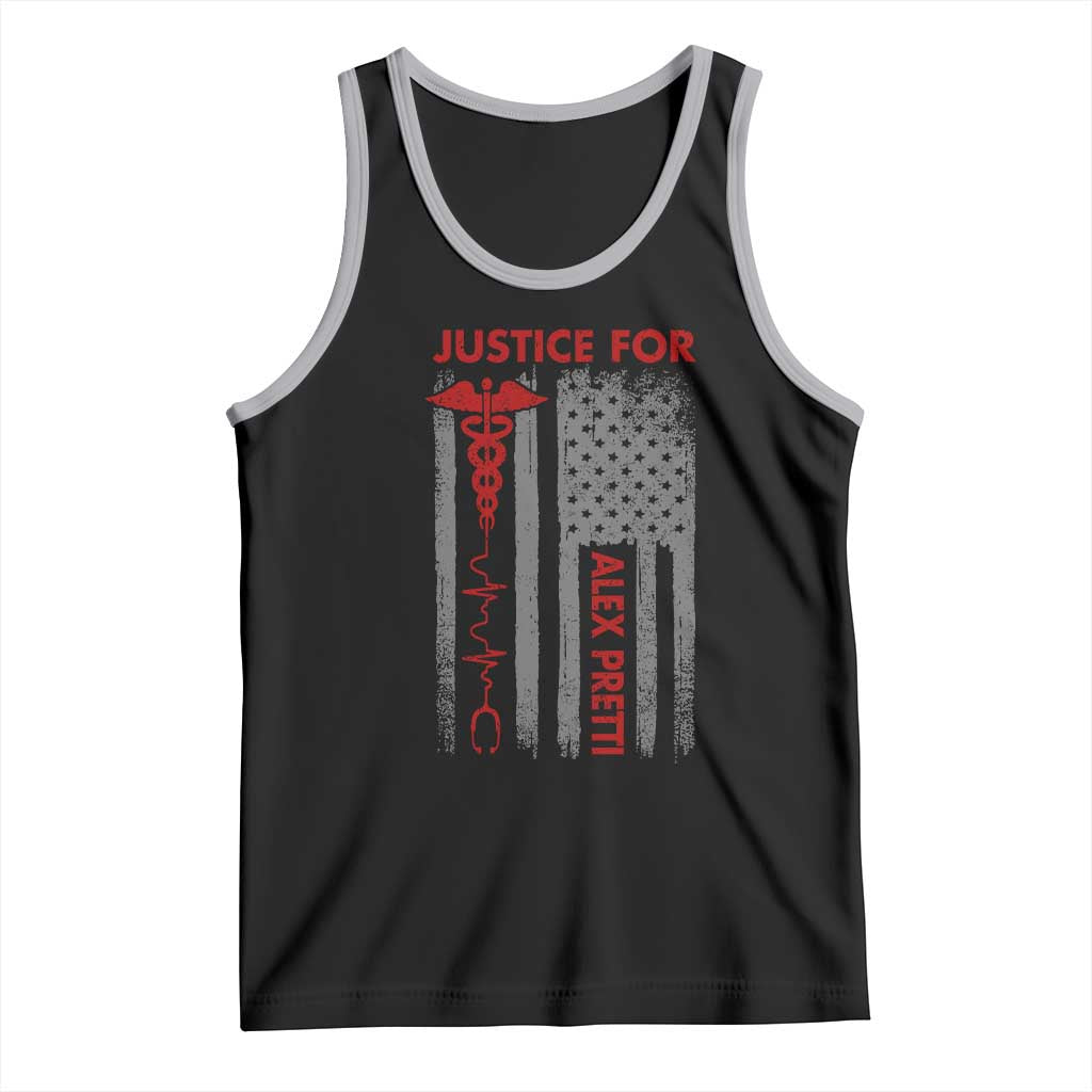 Justice For Alex Pretti Tank Top Minneapolis Tribute 2026 ICU Nurse American Flag TS11 Black Athletic Heather Print Your Wear