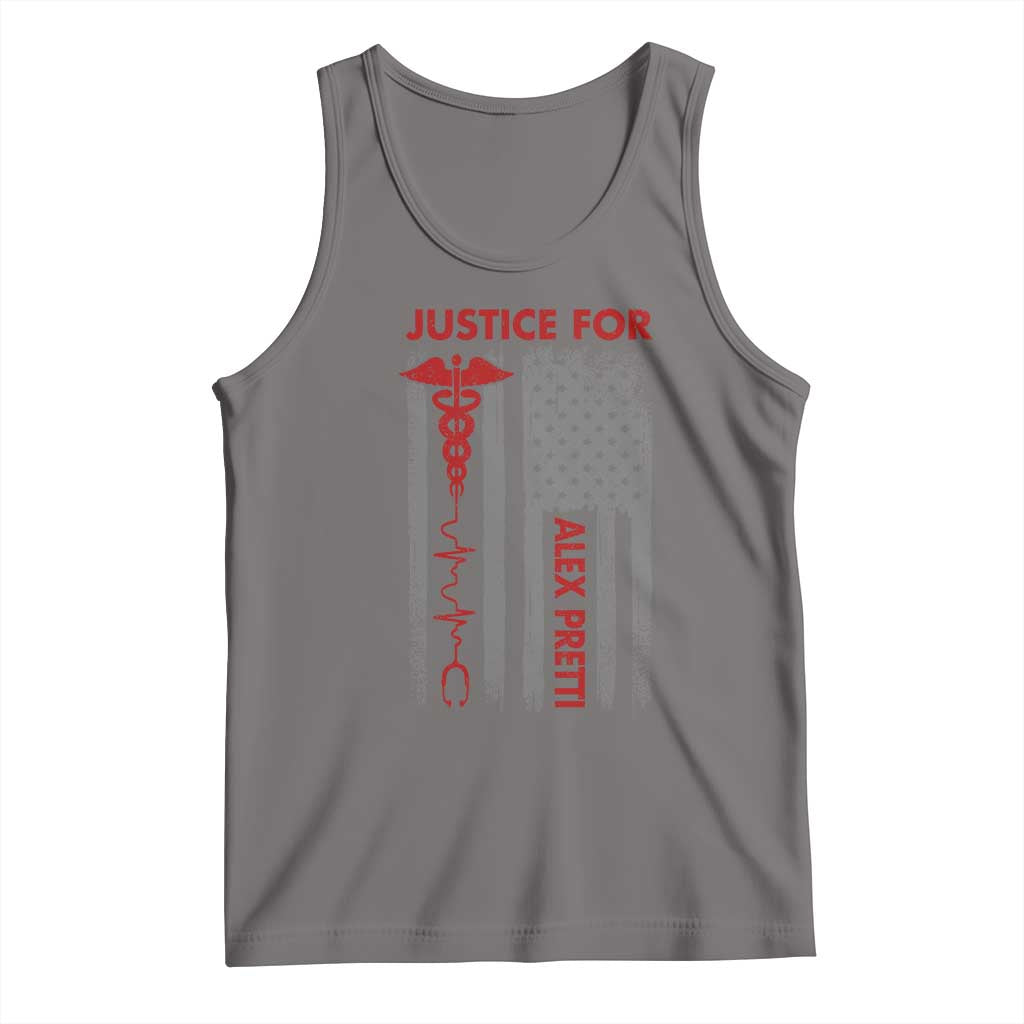 Justice For Alex Pretti Tank Top Minneapolis Tribute 2026 ICU Nurse American Flag TS11 Deep Heather Print Your Wear