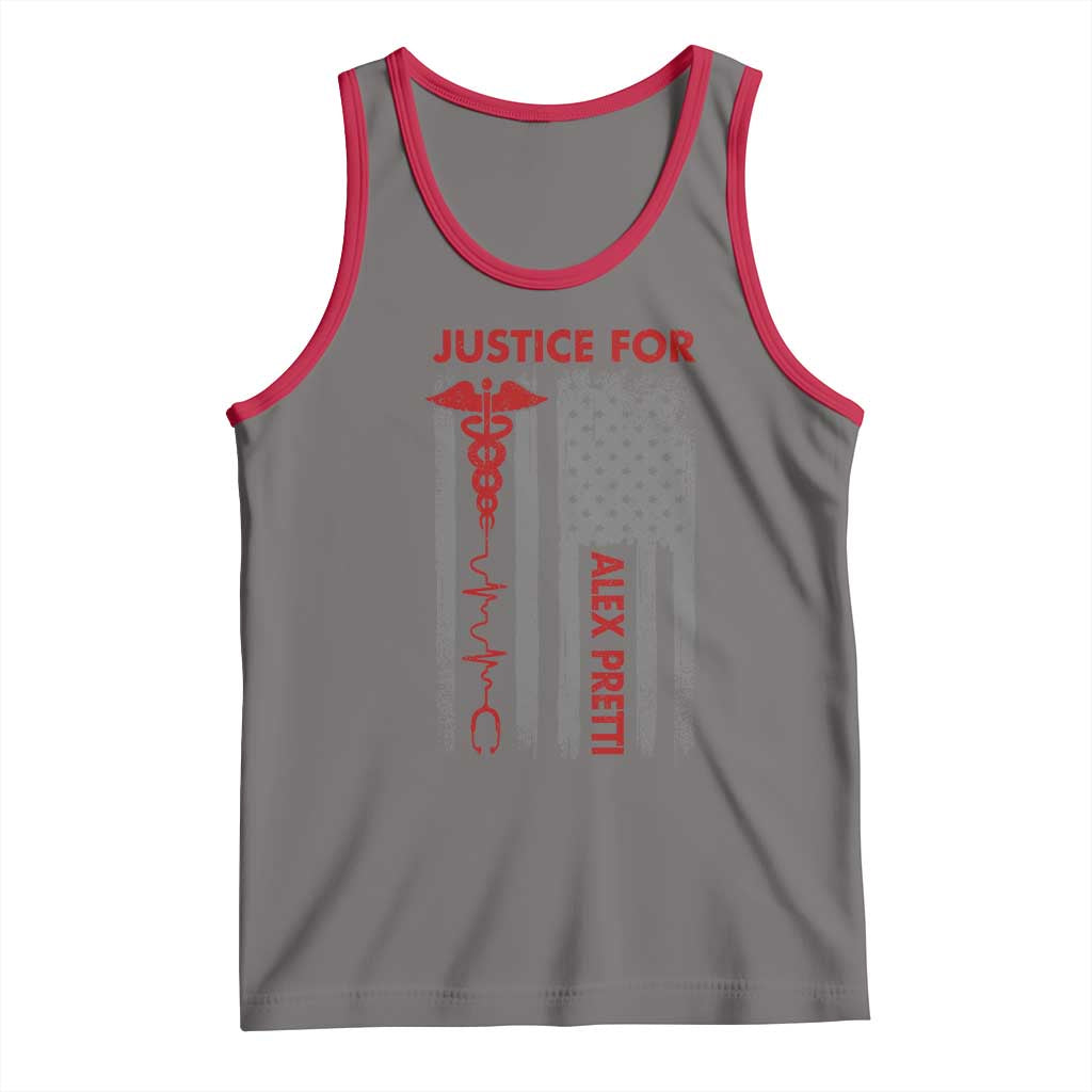 Justice For Alex Pretti Tank Top Minneapolis Tribute 2026 ICU Nurse American Flag TS11 Deep Heather Red Print Your Wear