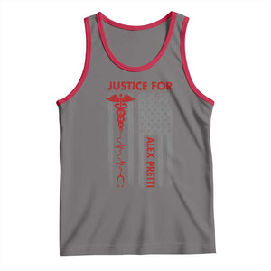 Justice For Alex Pretti Tank Top Minneapolis Tribute 2026 ICU Nurse American Flag TS11 Deep Heather Red Print Your Wear