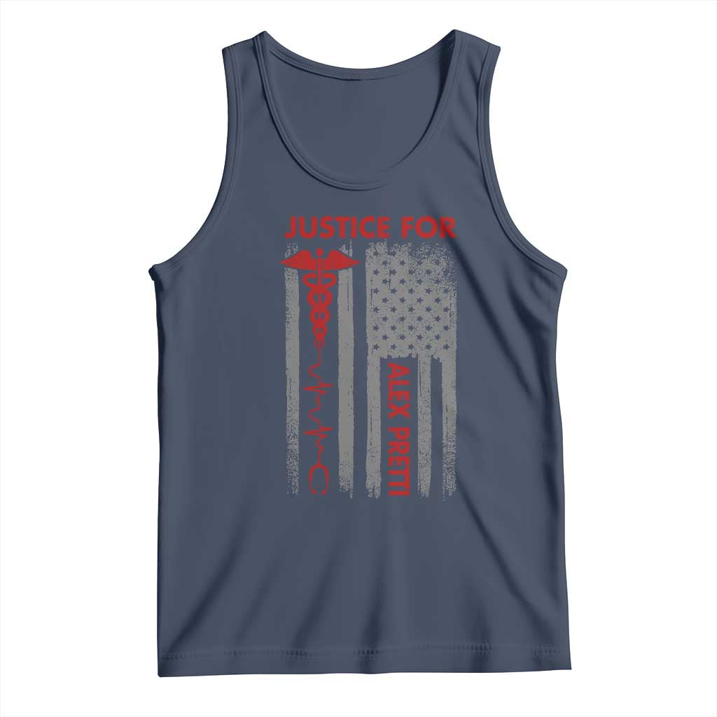 Justice For Alex Pretti Tank Top Minneapolis Tribute 2026 ICU Nurse American Flag TS11 Navy Print Your Wear