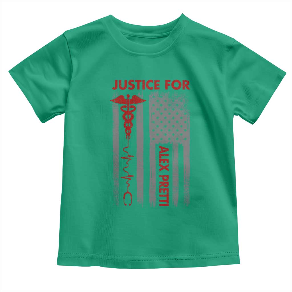 Justice For Alex Pretti Toddler T Shirt Minneapolis Tribute 2026 ICU Nurse American Flag TS11 Irish Green Print Your Wear