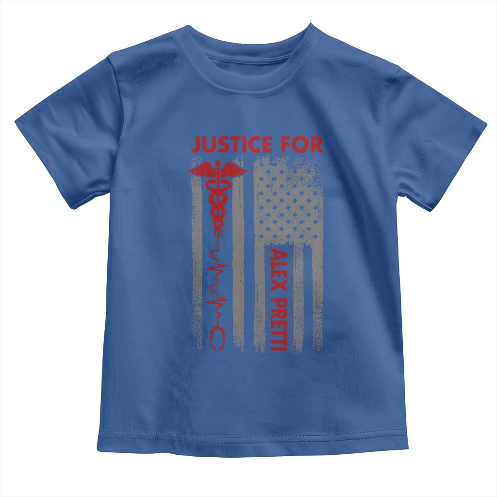 Justice For Alex Pretti Toddler T Shirt Minneapolis Tribute 2026 ICU Nurse American Flag TS11 Royal Blue Print Your Wear