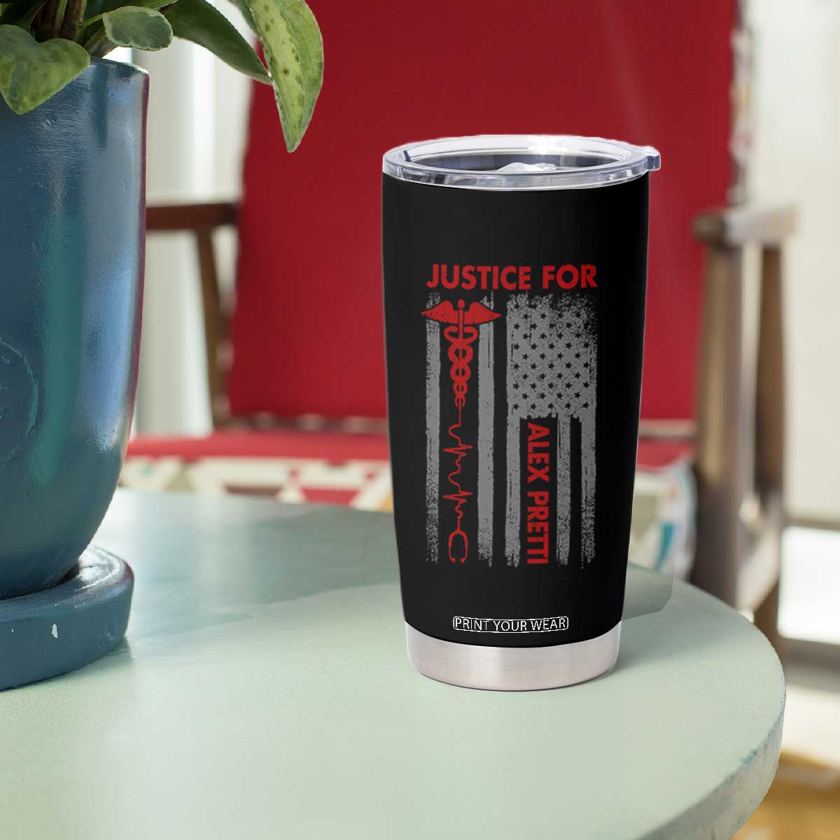 Justice For Alex Pretti Tumbler Cup Minneapolis Tribute 2026 ICU Nurse American Flag TS11 Print Your Wear