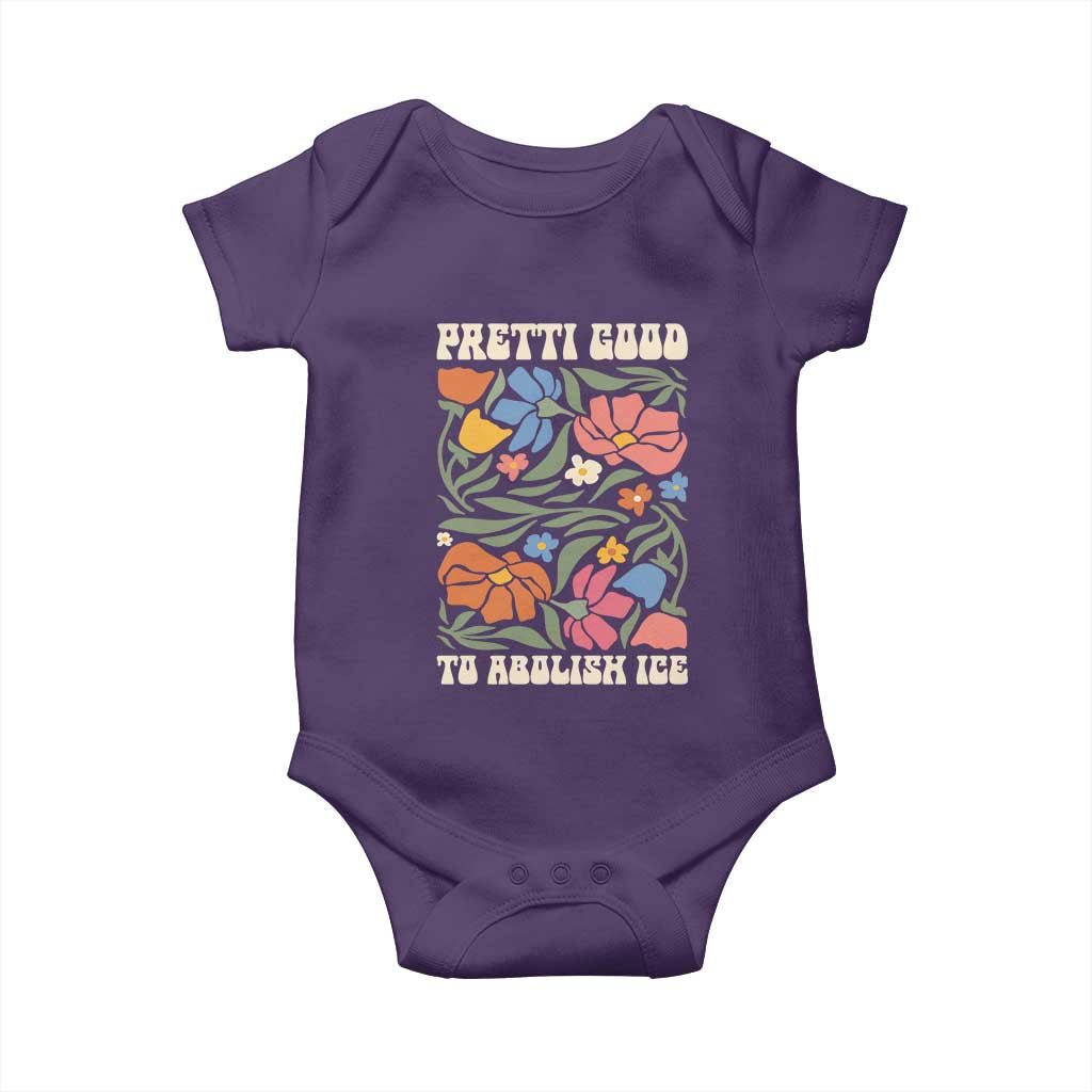 Pretti Good To Abolish Ice Baby Onesie Minneapolis Protest Political Statement Retro Floral TS11 Purple Print Your Wear