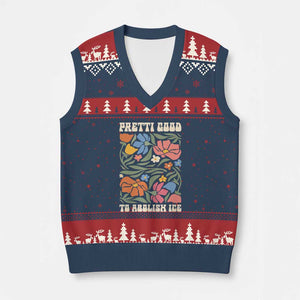 Pretti Good To Abolish Ice V-Neck Knit Sweater Vest Minneapolis Protest Political Statement Retro Floral TS11 Navy Red Print Your Wear