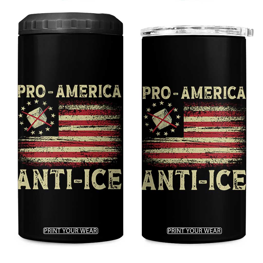 Pro American Anti Ice 4 in 1 Can Cooler Tumbler Resist Protest Support Immigrants Refugee TS11 One Size: 16 oz Black Print Your Wear