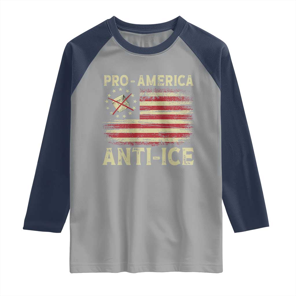 Pro American Anti Ice Raglan Shirt Resist Protest Support Immigrants Refugee TS11 Sport Gray Navy Print Your Wear