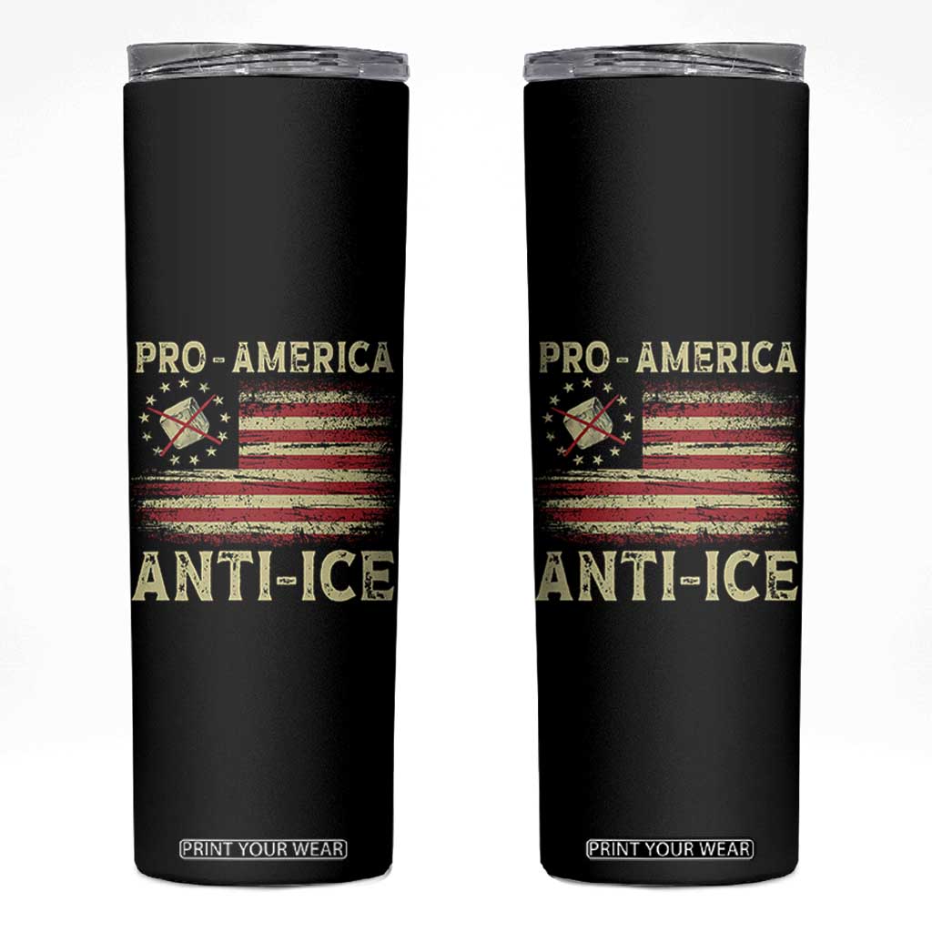 Pro American Anti Ice Skinny Tumbler Resist Protest Support Immigrants Refugee TS11 Black Print Your Wear