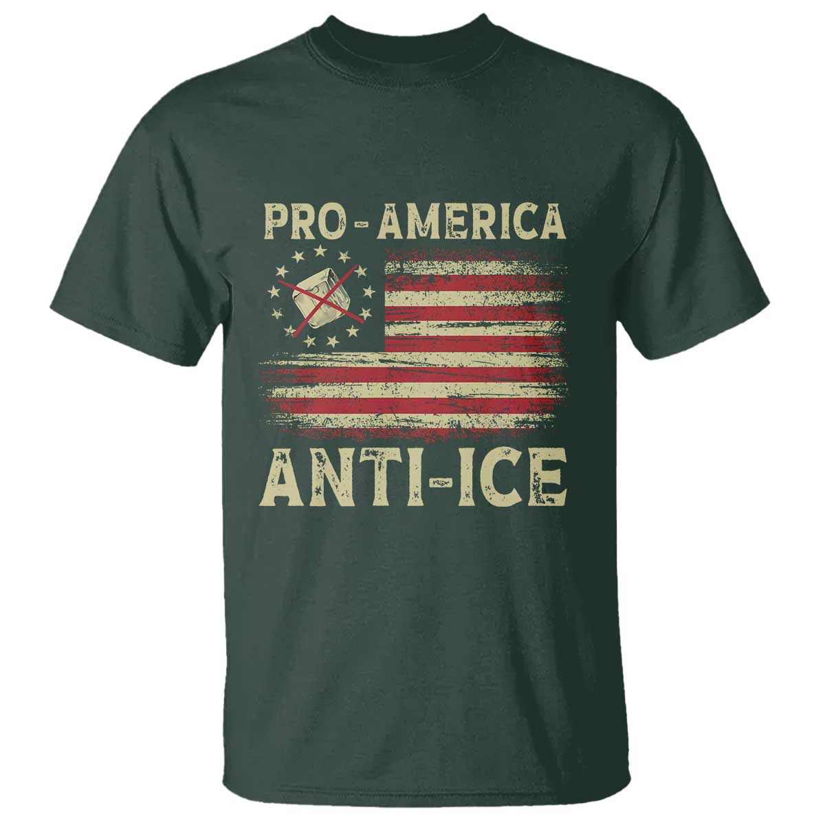 Pro American Anti Ice T Shirt - Resist Protest Support Immigrants Refugee Tee TS11 Dark Forest Green Print Your Wear