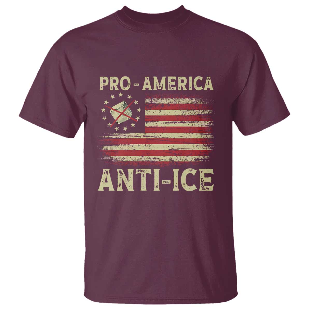 Pro American Anti Ice T Shirt - Resist Protest Support Immigrants Refugee Tee TS11 Maroon Print Your Wear