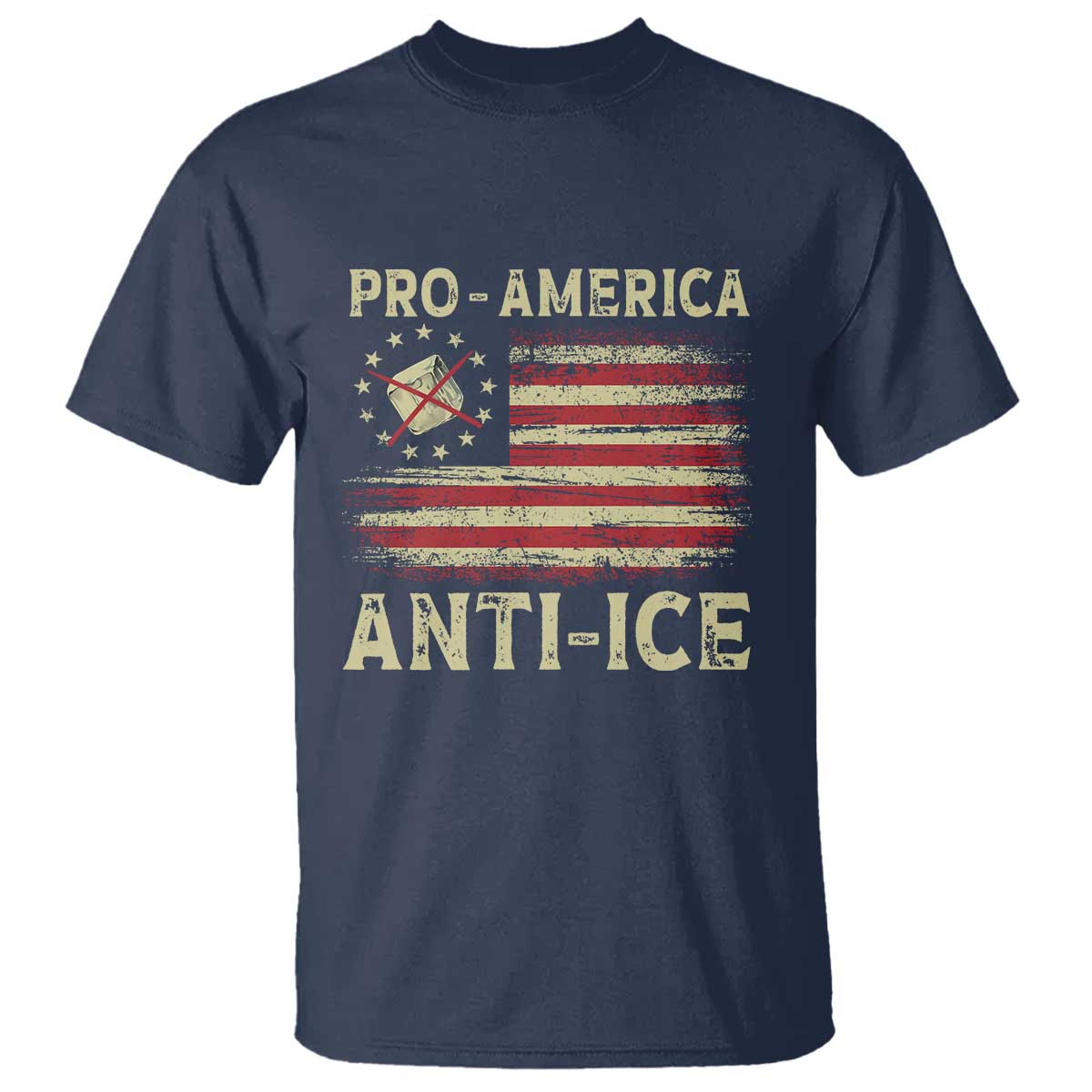 Pro American Anti Ice T Shirt - Resist Protest Support Immigrants Refugee Tee TS11 Navy Print Your Wear