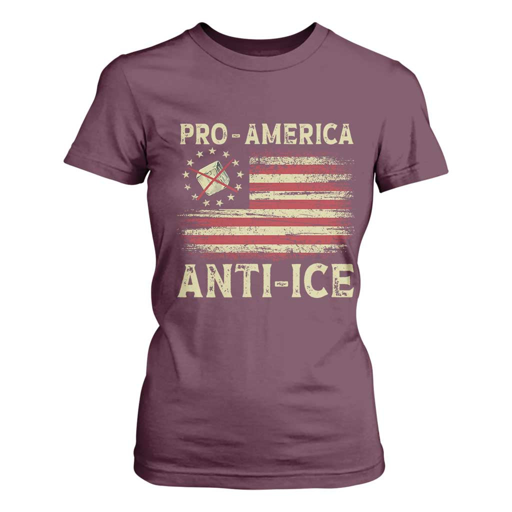 Pro American Anti Ice T Shirt For Women Resist Protest Support Immigrants Refugee TS11 Maroon Print Your Wear