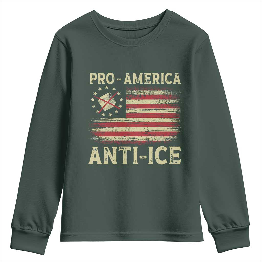 Pro American Anti Ice Youth Sweatshirt Resist Protest Support Immigrants Refugee TS11 Dark Forest Green Print Your Wear