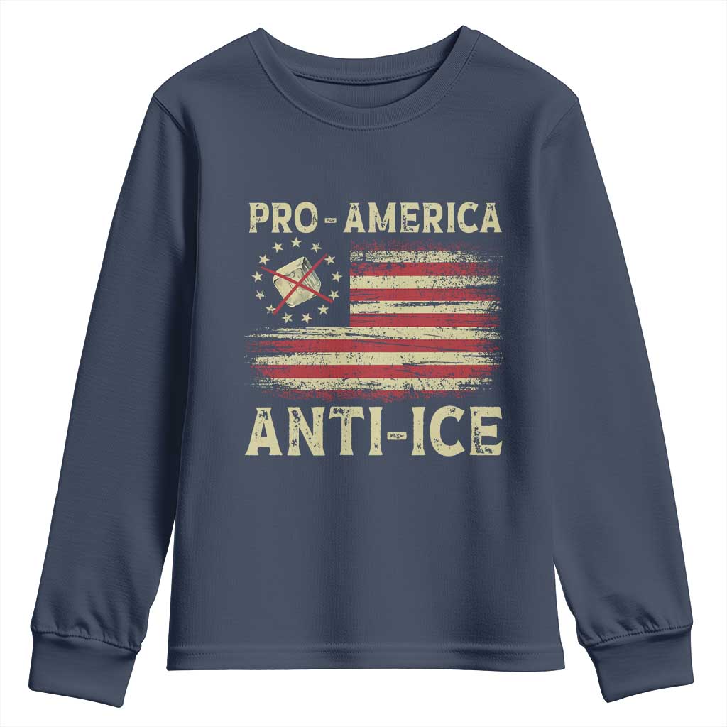 Pro American Anti Ice Youth Sweatshirt Resist Protest Support Immigrants Refugee TS11 Navy Print Your Wear