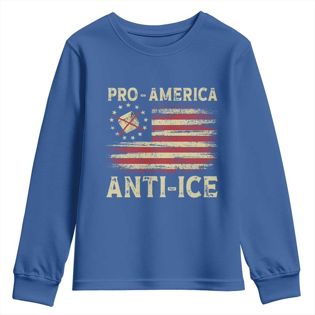 Pro American Anti Ice Youth Sweatshirt Resist Protest Support Immigrants Refugee TS11 Royal Blue Print Your Wear