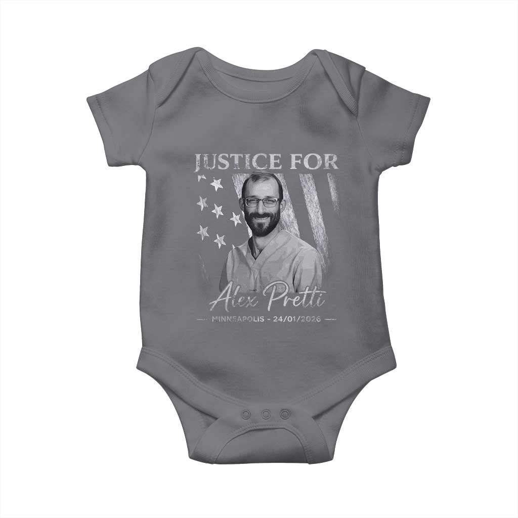 Justice For Alex Pretti Baby Onesie Minneapolis Tribute 2026 Vintage American Flag TS11 Charcoal Print Your Wear
