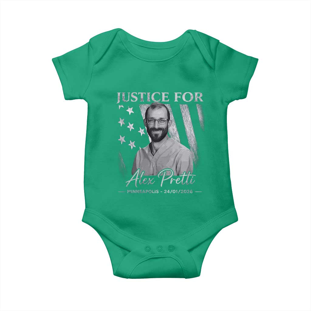Justice For Alex Pretti Baby Onesie Minneapolis Tribute 2026 Vintage American Flag TS11 Irish Green Print Your Wear