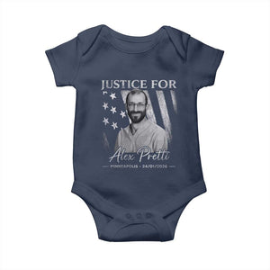 Justice For Alex Pretti Baby Onesie Minneapolis Tribute 2026 Vintage American Flag TS11 Navy Print Your Wear
