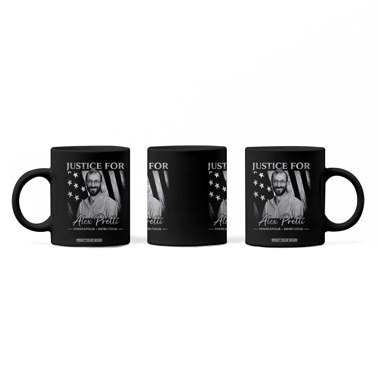 Justice For Alex Pretti Coffee Mug Minneapolis Tribute 2026 Vintage American Flag TS11 Print Your Wear