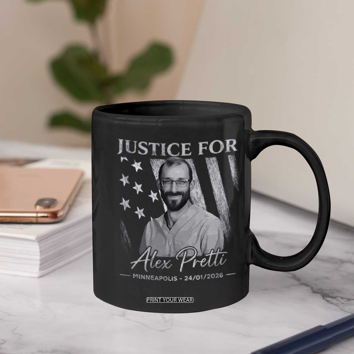 Justice For Alex Pretti Coffee Mug Minneapolis Tribute 2026 Vintage American Flag TS11 Print Your Wear