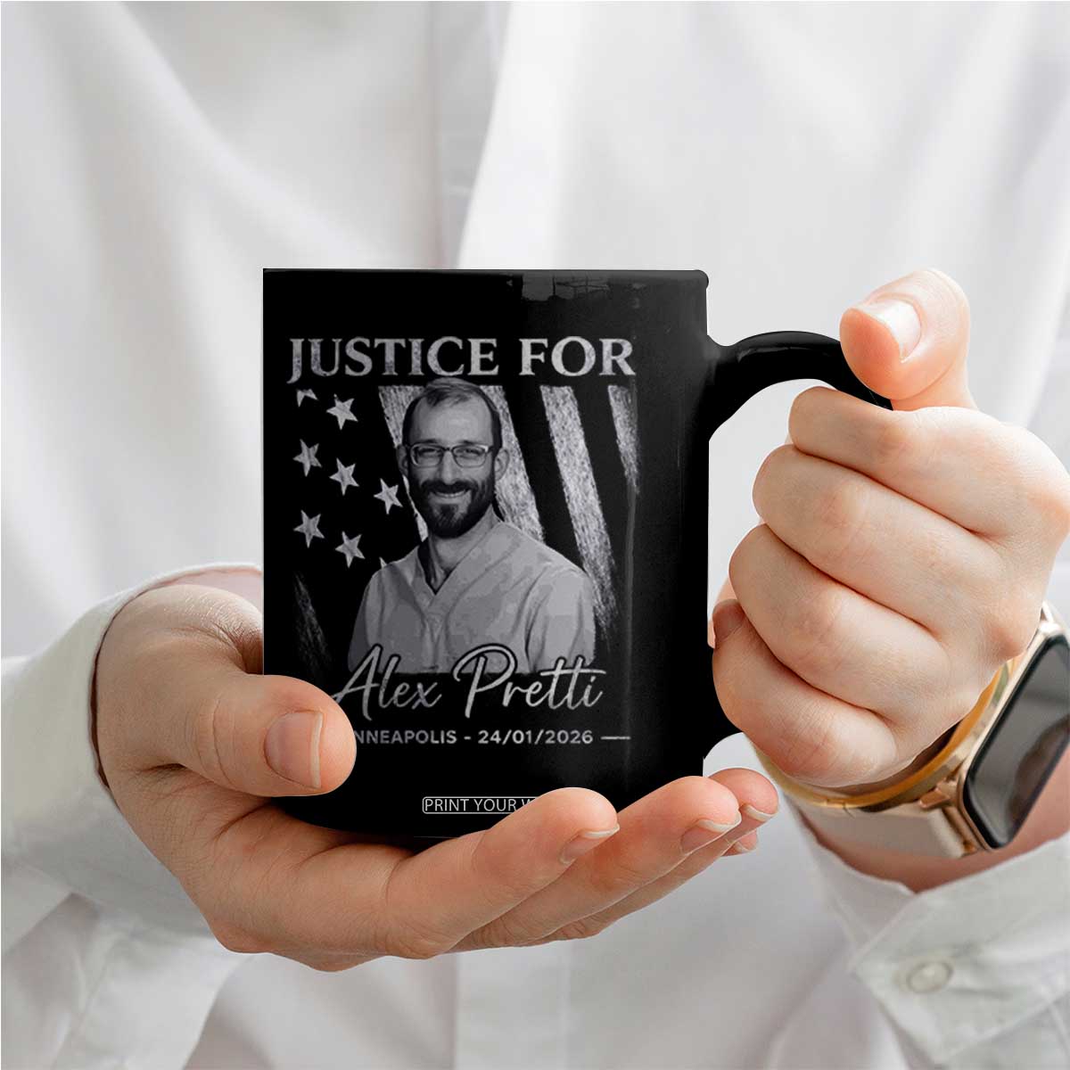 Justice For Alex Pretti Coffee Mug Minneapolis Tribute 2026 Vintage American Flag TS11 Print Your Wear