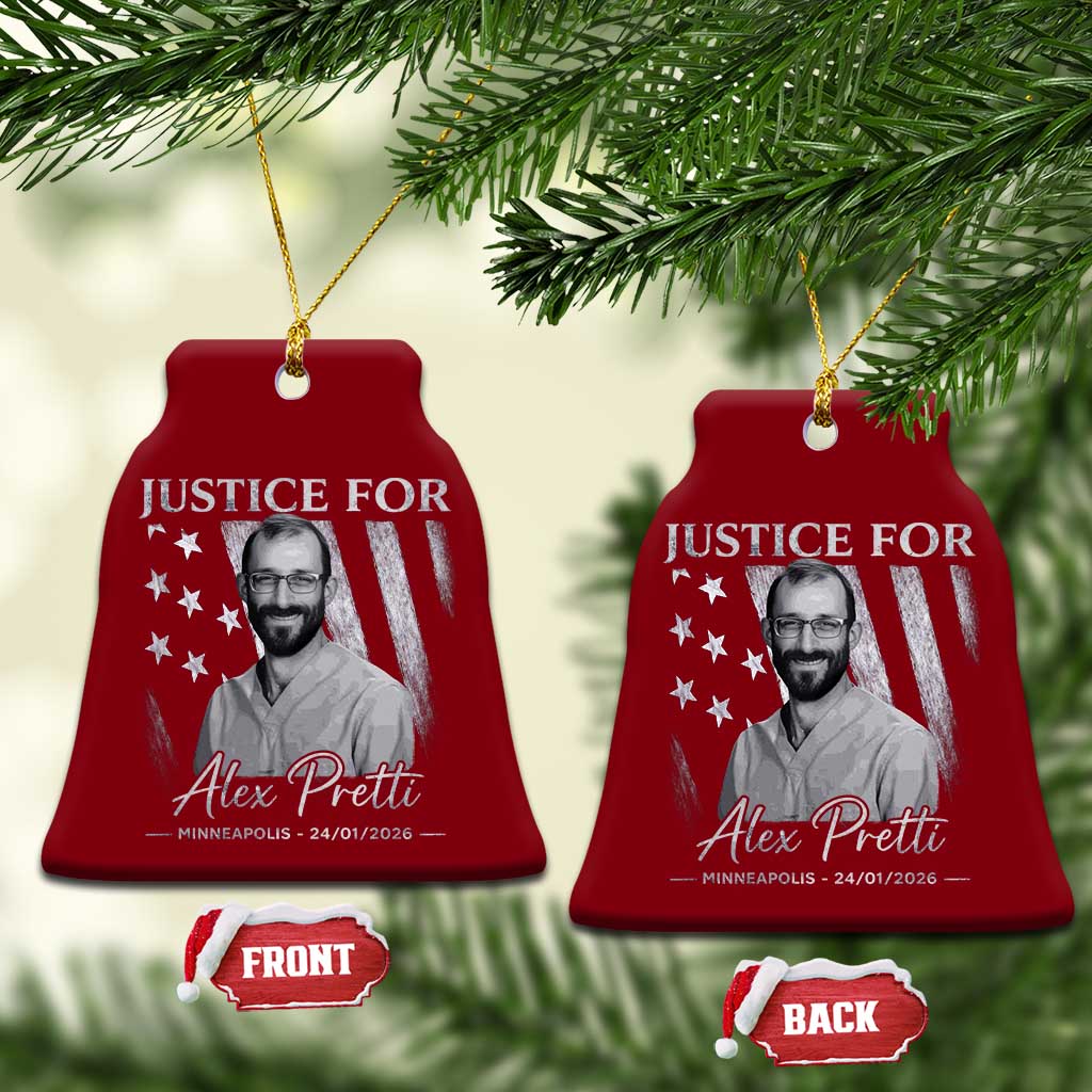 Justice For Alex Pretti Ceramic Ornament Minneapolis Tribute 2026 Vintage American Flag TS11 Print Your Wear