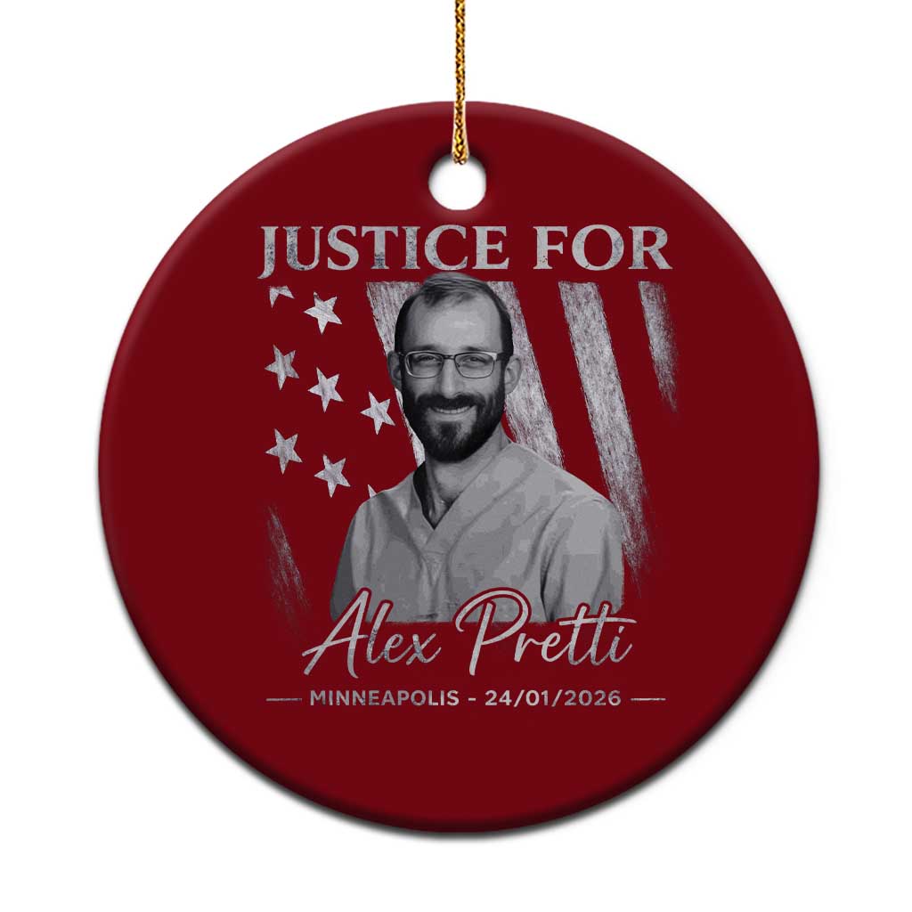 Justice For Alex Pretti Ceramic Ornament Minneapolis Tribute 2026 Vintage American Flag TS11 1pc Red Print Your Wear