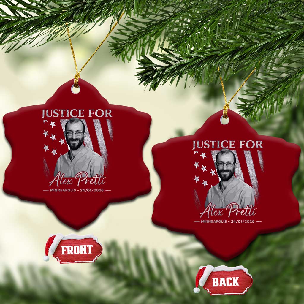 Justice For Alex Pretti Ceramic Ornament Minneapolis Tribute 2026 Vintage American Flag TS11 Print Your Wear
