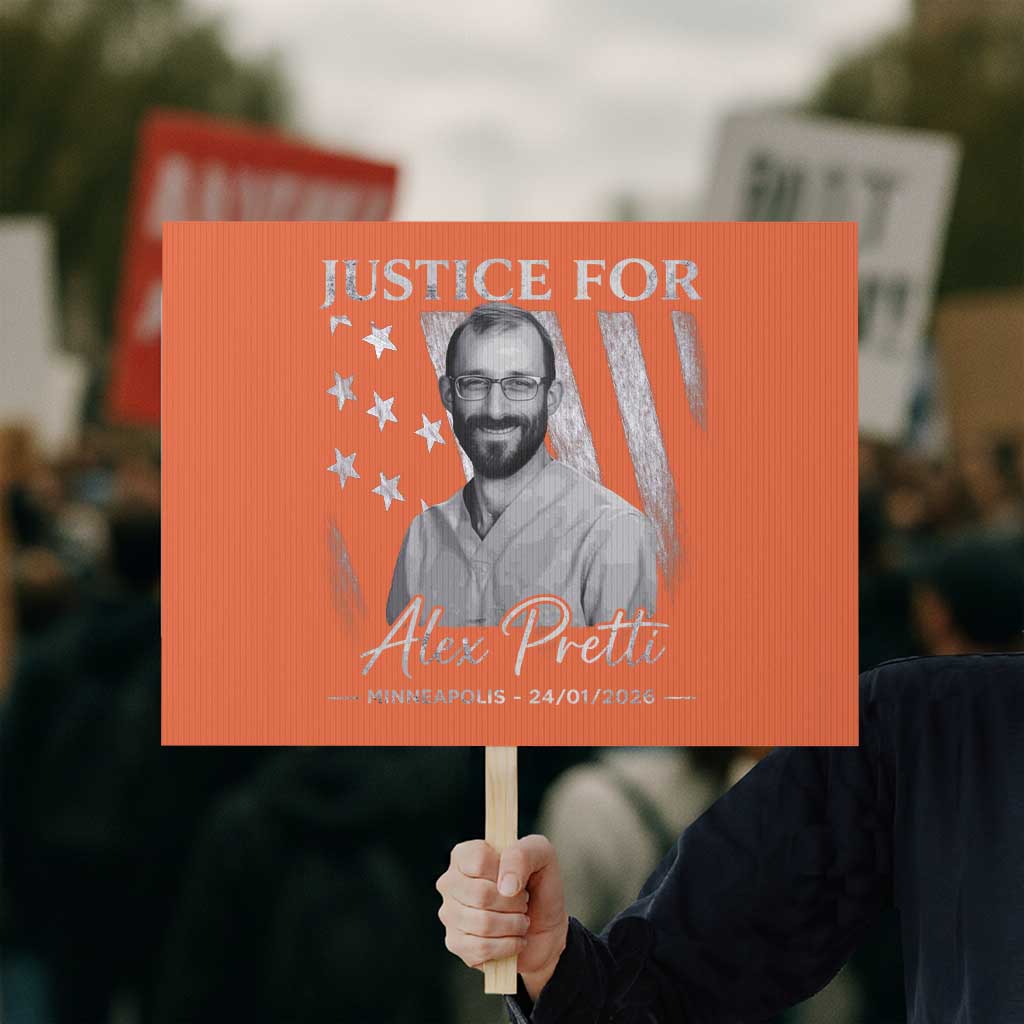 Justice For Alex Pretti Protest Sign Minneapolis Tribute 2026 Vintage American Flag TS11 Horizontal 18