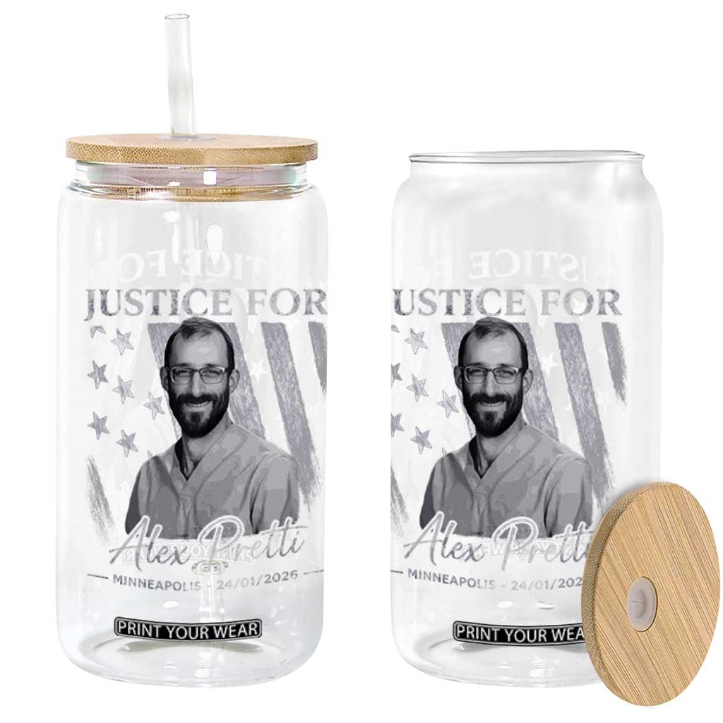 Justice For Alex Pretti Glass Can Minneapolis Tribute 2026 Vintage American Flag TS11 Print Your Wear