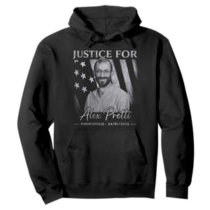 Justice For Alex Pretti Hoodie Minneapolis Tribute 2026 Vintage American Flag TS11 Black Print Your Wear