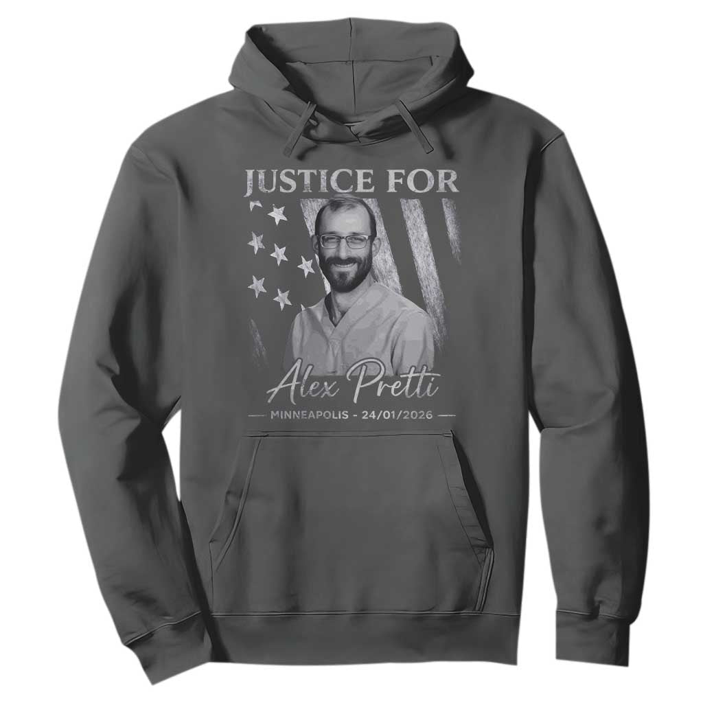 Justice For Alex Pretti Hoodie Minneapolis Tribute 2026 Vintage American Flag TS11 Dark Heather Print Your Wear